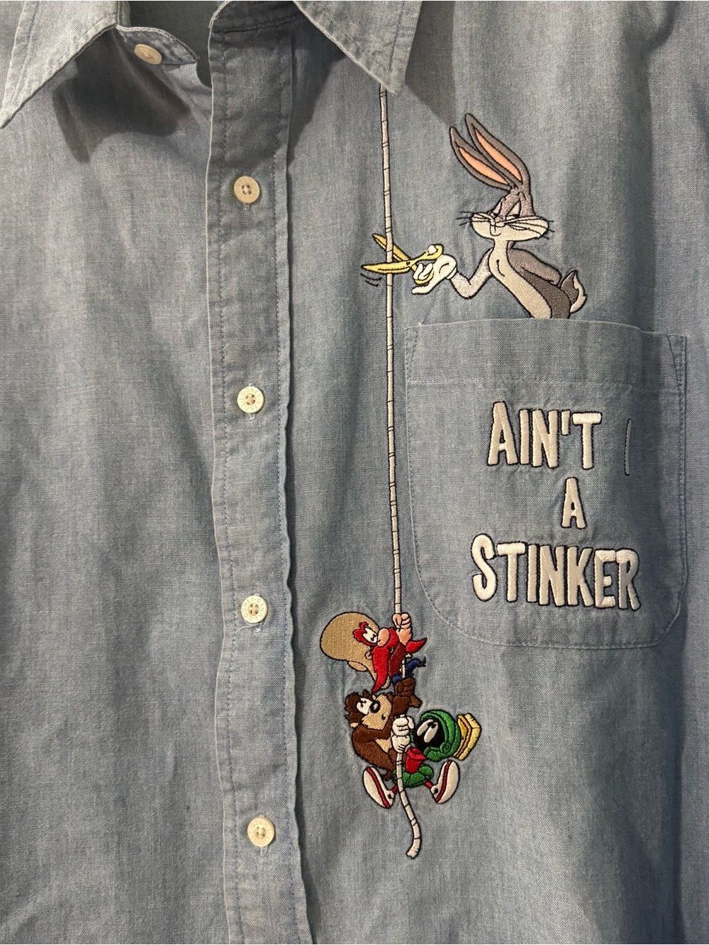 Vintage 90’s Looney Tunes Warner Bros. Studio Button Up Long Sleeve Shirt Size S - Picture 3 of 9